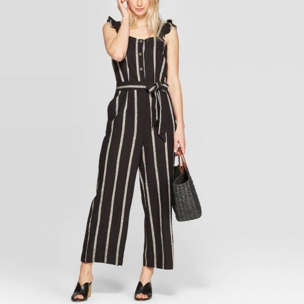 Who What Wear Striped Off the Shoulder Jumpsuit XS